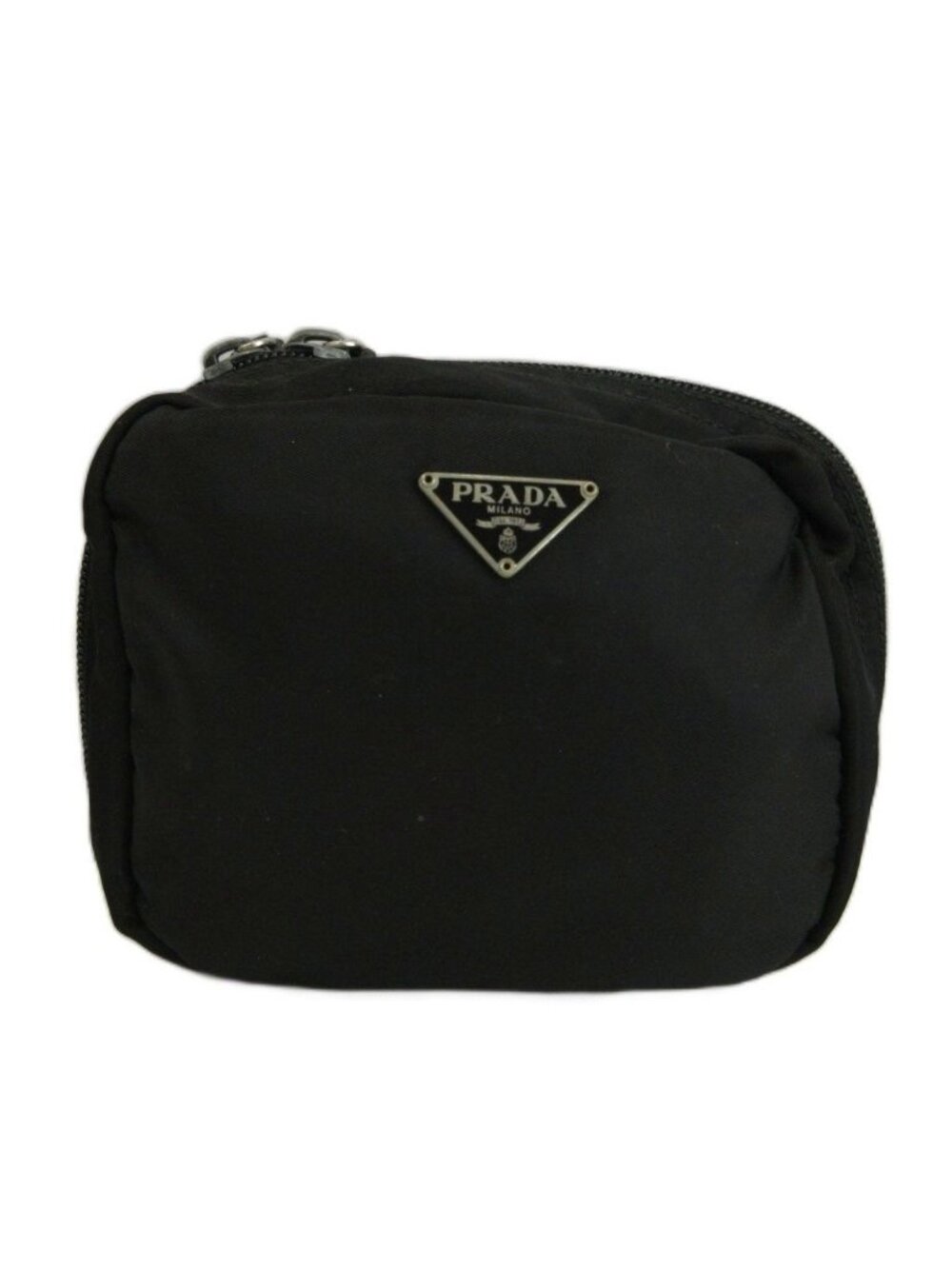 Prada Makeup Pouch Case Nylon Zip Around Black